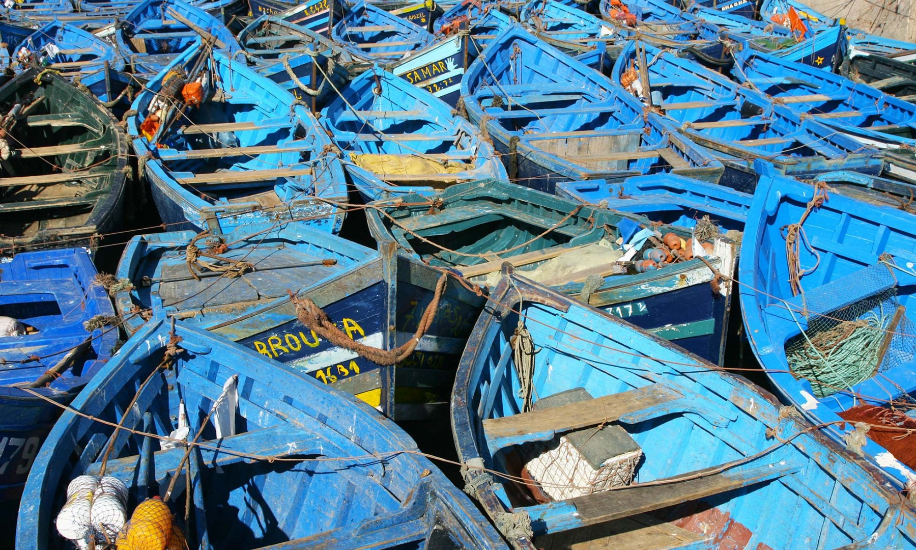 Maroc Côte Atlantique Barques de pêche à Essaouira